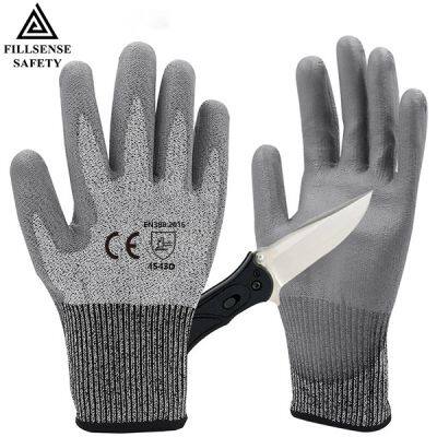 Kevlar Cooking Gloves ANSI A5 13G HPPE Liner PU Coated Kevlar Cut Less Gloves