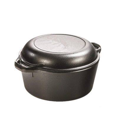 Wholesale Multifunctional Combo Cookware Pre-seasoned Cast Iron Double Pot Dutch Oven 2 in 1 With Skillet Lid