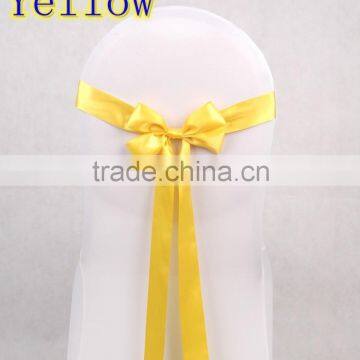 5cm width satin wedding chair sashes for chair covers, yellow colour