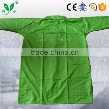 YANLI High Quality PVC Long Raincoat With Adjust Hooded