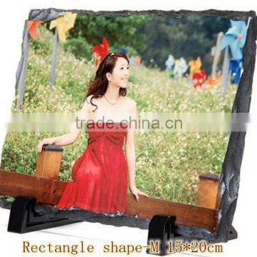 Hot sale sublimation printing rock photo frame with footstand/Sublimation Rock Slate Photo