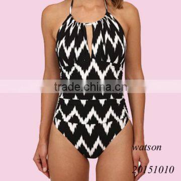 High neck ladies one piece swimwear women swimsuit