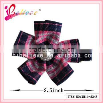Cotton Grid Flower Hair Clip Wholesale Girls Hair Flower,hair Flower Clips