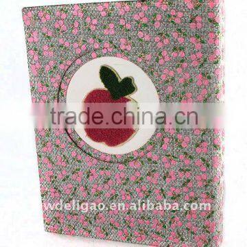Flocking Apple Weaving Flower Pattern Cloth Wrapping Ring Binder Desktop File Folder for Office Stationery Cardboard