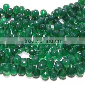 Green Onyx Faceted Drops Beads