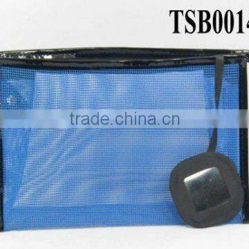 hot sale fashion nylon mesh cosmetic bag with mirror