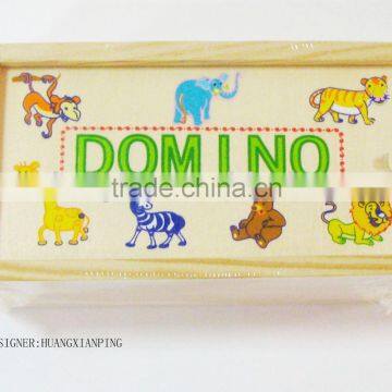 2015 Hot Sales Educational Animal Wooden Donimo Blocks Toys for Baby Playing