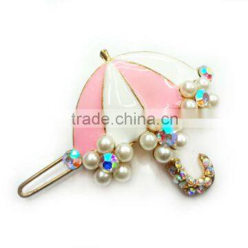 Umbrella Design Epoxy Hair Pin With Pearls & Stones