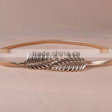 Skirt Decorated With Golden Leaf Buckle Belt Ladies Dress Fine Decorative Elastic Elastic Metal Waist Chain Belt photo-6