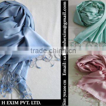 Satin weave pure silk shawl and scarf in wide range of colors...