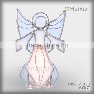 MX050023 tiffany style stained glass angel candle holder for christmas decoration