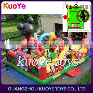 Mickey inflatable park, kids outdoor jumping playground, inflatable fun city with wholesale price