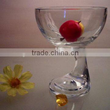 Handblown special shaped ice cream cup with foot stem customized glassware producer