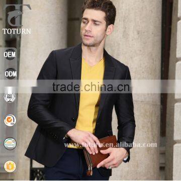 2016 New Fashion Black Slim Fit Design Blazer One Button Jacket Handsome Business Man Suit Italian Blazer