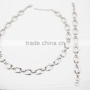 316L Stainless Steel Link Chain Bracelet and Necklace Jewelry Set photo-2