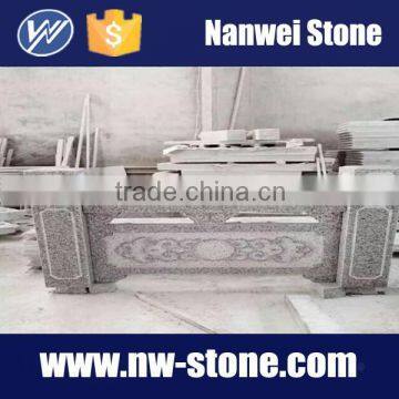 polished dark grey granite bridge handrails carving