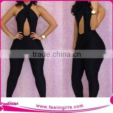 Wholesale sexy hallow out sleeveless women jumpsuit