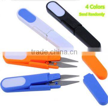 Good Quality Plastic Handle Cross Stitch Embroidery Scissors Tailors U Shape Scissors DIY Tools Sewing Supplies Color Randomly