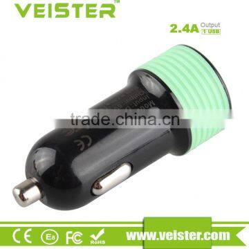 Veister Colorful Led Mini Car Charger Adapter With Single Port Usb