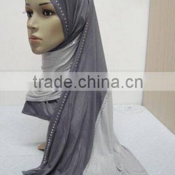 JL045a Cotton Jersey Black With Colors Combine Mulim Scarf,muslim Hijab photo-2