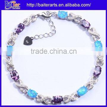 Latest 925 Sterling Silver Fire Opal Teen Girl Bracelets