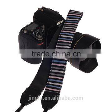 Leather Camera Strap Shoulder Neck Striped Grey pink blue Black For DSLR LE-03