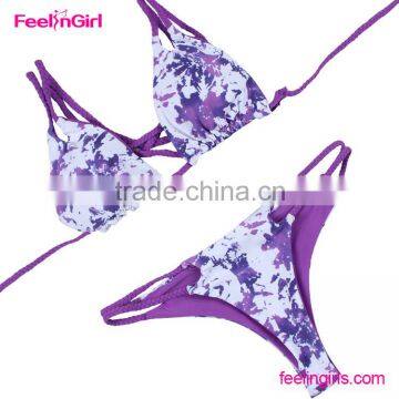 Light purple and white bikini swimwear