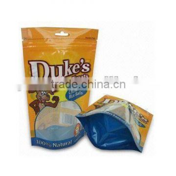 stand up plastic dog food bag with zipper and hanger hole wholesale