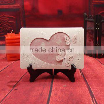 Manufactored heart-shaped with butterfly Royal wedding party card invitations with PVC