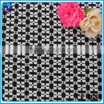 Professional design check white and black polyester spandex jacquard fabric