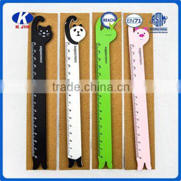 2016 Fashion design animal shaped funny wooden ruler for kids stationery gift