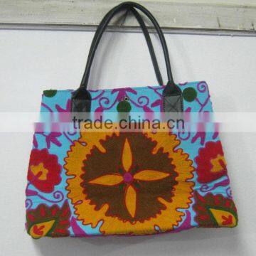 Suzani Embroidery Handbag Flower Designer Tote Bag India