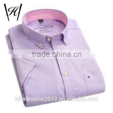 cotton purple dress Short sleeve Solid shirt ofr men