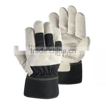 Rubberized cuff half lining index finger full palm leather safety work glove