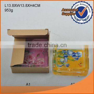 Nice Decaled Square Clear Glass Ashtray(with/without Decal Can be Choosed)