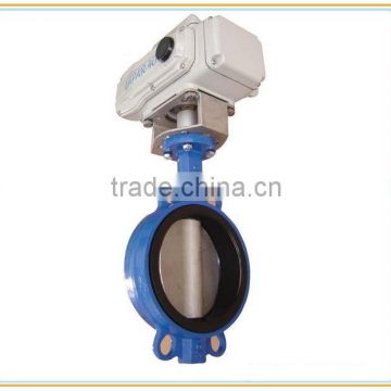 DN100 4 inch cast iron electric butterfly valve wafer type for water flow control, auto close IP67 220v