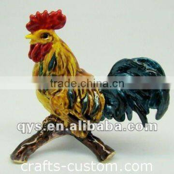 Lifelike Rooster Shape Jewelry Box, Pewter Material