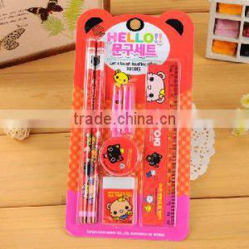 Hot Sale Cheap Promotional Kids Pencil Eraser Sharpener Ruler Stationery Set