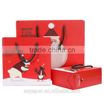 Merry Christmas gift packaging paper shopping bag with handles