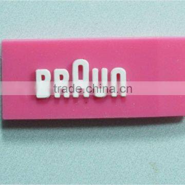 Pretty pink 3D pvc patch label for Apparel