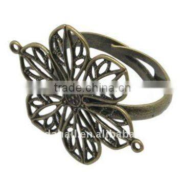 Brass Ring Components, Antique Bronze, Ring: 17~18x1mm; Tray: about 26x20x0.8mm, hole: 0.5mm(KK-G036-AB)