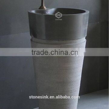Hand Carved Granite Bathroom Pedestal Sink photo-2