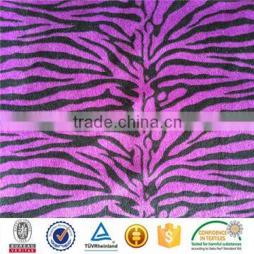 animal zebra black stripe printed velour for sofa cushion pillow garment