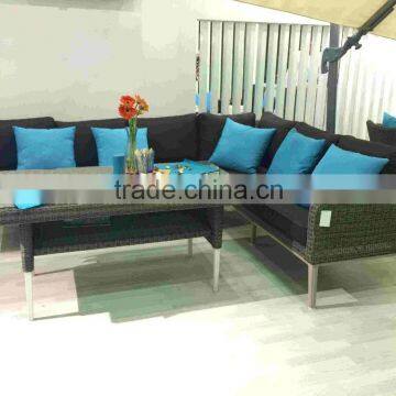 corner rattan sofa set, aluminum frame rattan corner sofa set, upholstered patio sofa