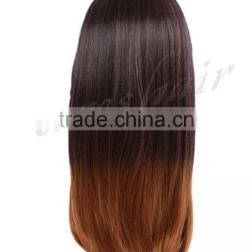 straight heat resistant highlights hair wigs black to brown two tone synthetic wig