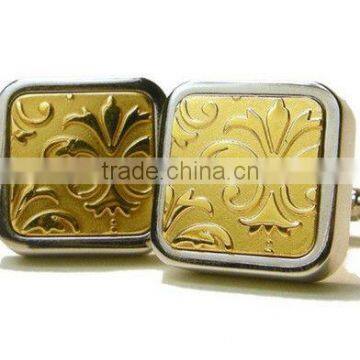 Two-Tone Fleur de Lis Cufflinks Cuff Links & Tie Clips Metal Cufflink