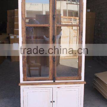 Recycle Wood Glass Cabinet