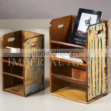 ANTIQUE LOOK RECYCLE WOODEN MAGAZINE HOLDER