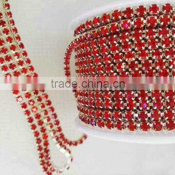 2016 Crystal Pink Diamond Rhinestone Roll D Cup Chain ,Strass Rhinestone Claw Cup Chain Trimmings For Dress