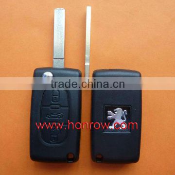 433MHZ Peugeot 3 button flip remote key with 307 blade with ID46 chip,Peugeot keys